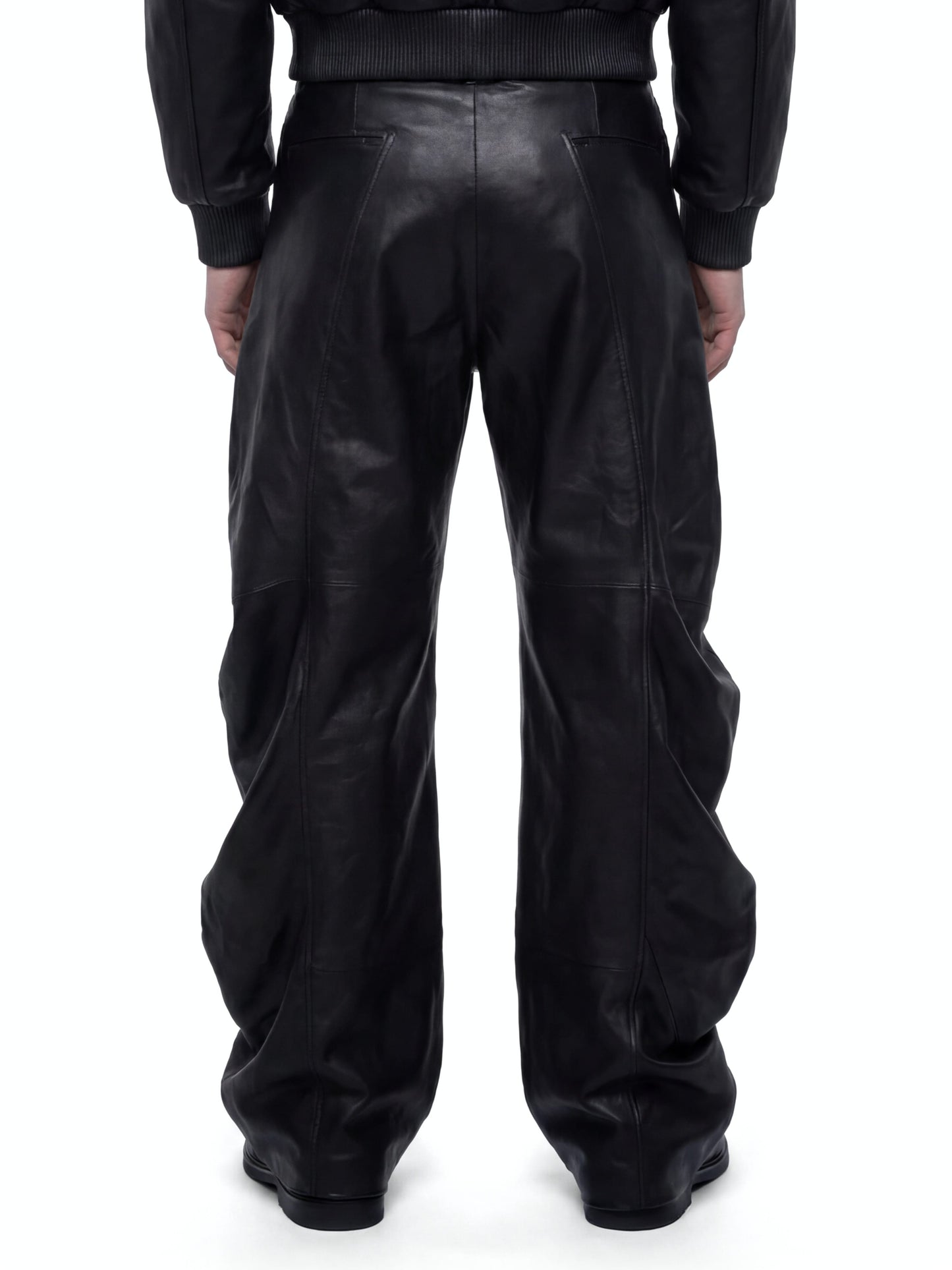 Black Deflated Leather Trousers-harri-APOC STORE