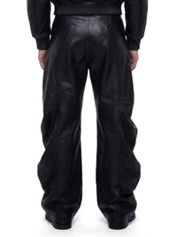 Black Deflated Leather Trousers-harri-APOC STORE