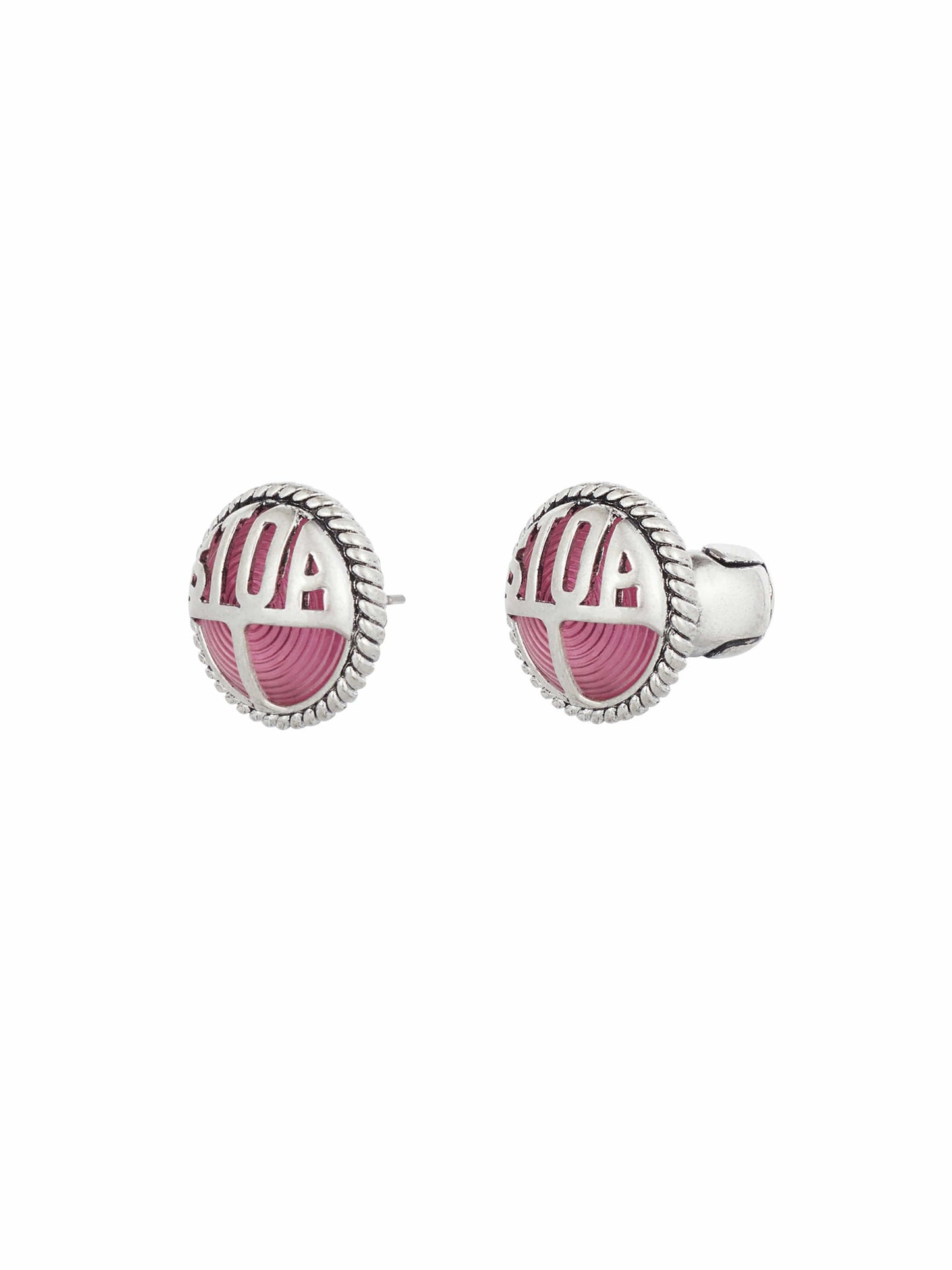 Pink Vintage Motorcycle Headlight Stud Earrings / Clips-TRINITE Studio-APOC STORE