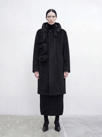 Architectural Hood Alpaca Coat (Midnight Black)-MINKIMHO-APOC STORE