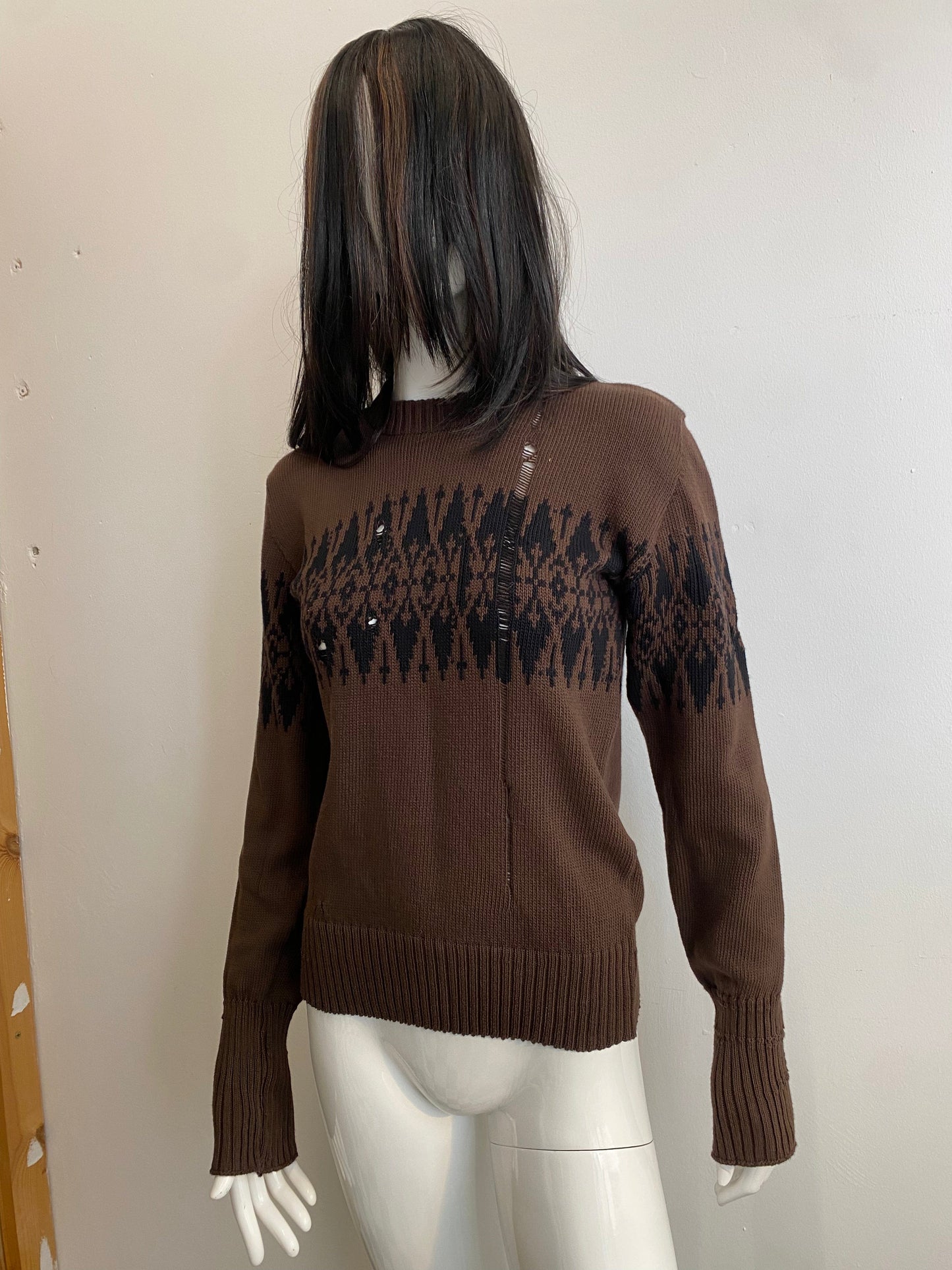 Distressed Fairisle jumper-Lilies of the Valley-APOC STORE