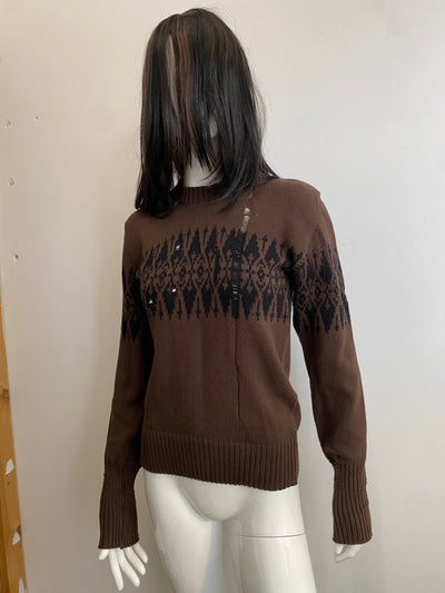 Distressed Fairisle jumper-Lilies of the Valley-APOC STORE