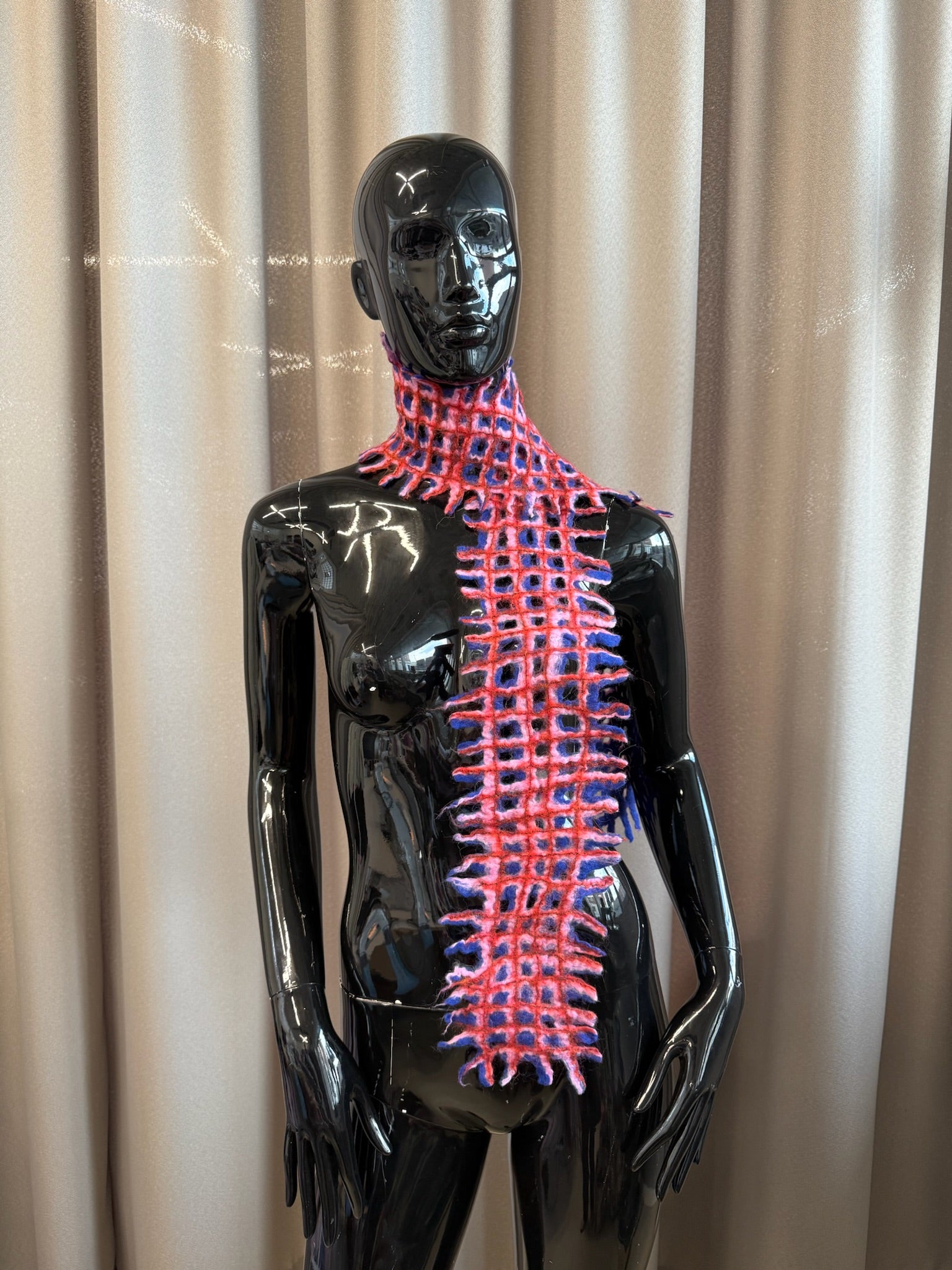 Felted scarf blue/rose long-TATi-APOC STORE