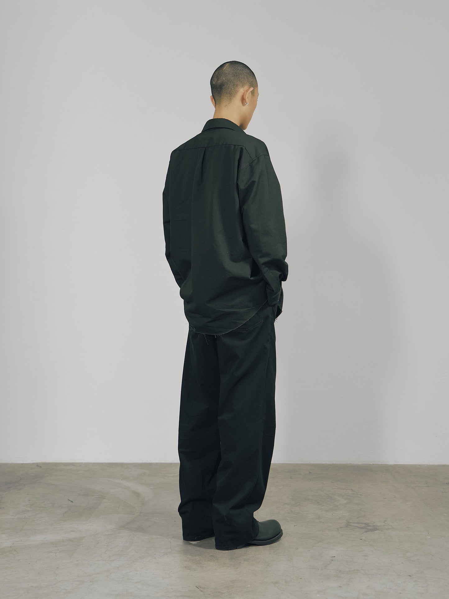 Black Cotton Twill Snap Raw Edge Shirt-arc us arkus-APOC STORE