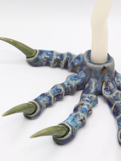 Blue Paw Candlestick with Green Nails-Naomi Gilon-APOC STORE