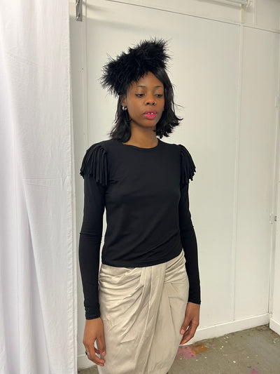 Black Fringe Long Sleeve-Melissa Tida-APOC STORE