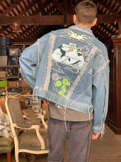 Daydream: Handmade Chainstitch Deconstructed Denim Jacket-Jetpack Hom(m)e-APOC STORE
