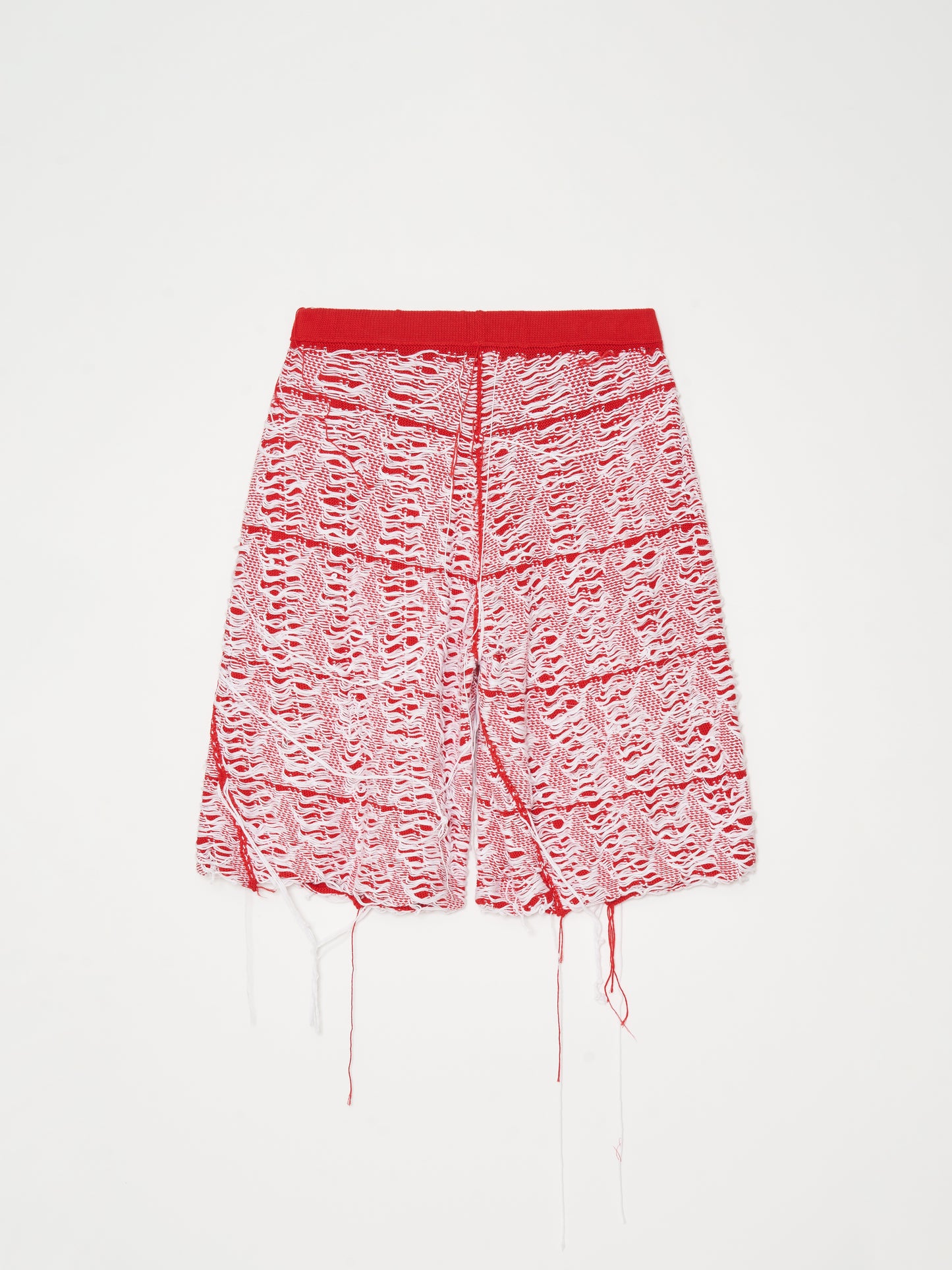 Error Knitted Shorts 001 - Red-Taekh-APOC STORE