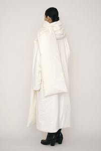 White Faux-Suede Padded Maxi Scarf-arc us arkus-APOC STORE