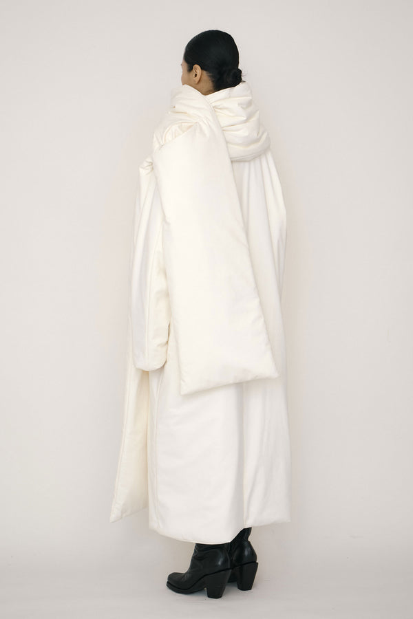 White Faux-Suede Padded Maxi Scarf-arc us arkus-APOC STORE