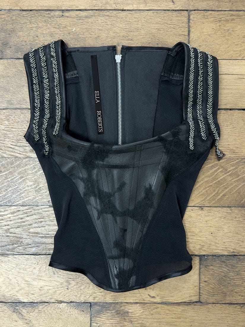Embellished Leather Corset-Ella Roberts-APOC STORE
