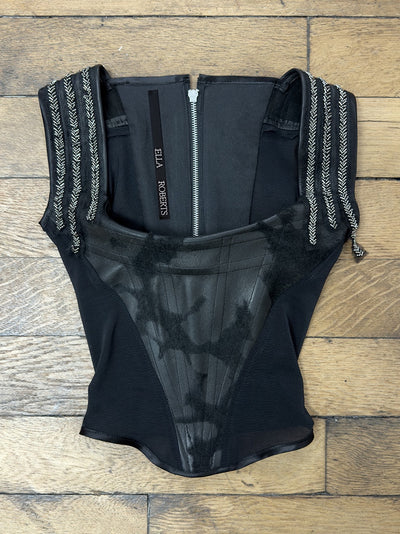 Embellished Leather Corset-Ella Roberts-APOC STORE