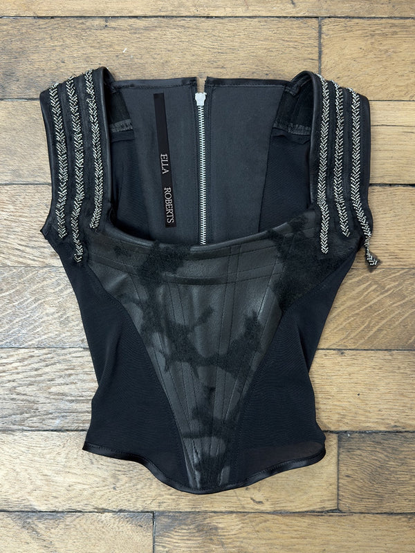 Embellished Leather Corset-Ella Roberts-APOC STORE