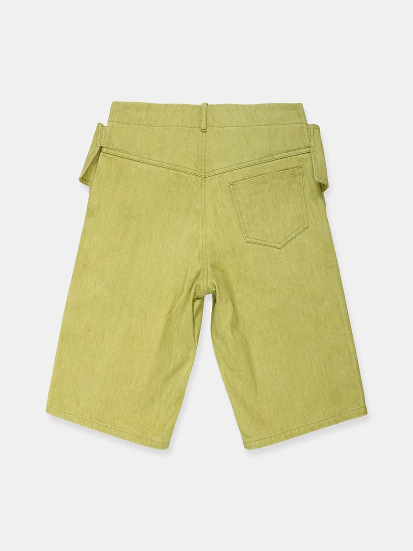 Sling Denim Shorts Lime-René Scheibenbauer-APOC STORE