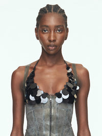 Aluminum Disc Bikini Top - BLACK-JALACONDA-APOC STORE