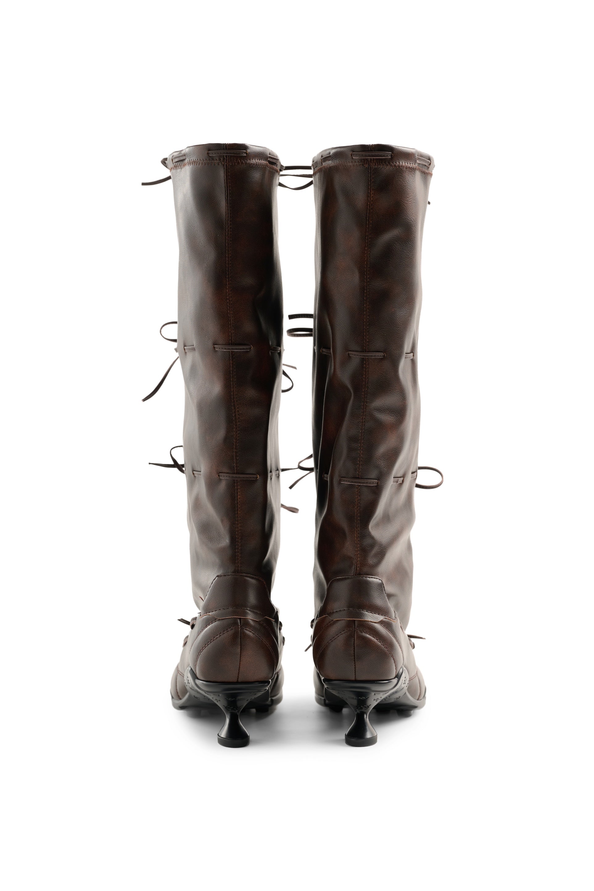 Strapped Ballet Boots Brown-EMPTY BEHAVIOR-APOC STORE