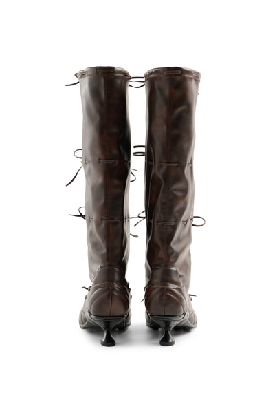 Strapped Ballet Boots Brown-EMPTY BEHAVIOR-APOC STORE
