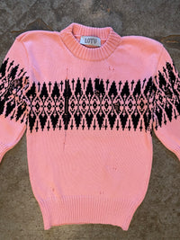 Distressed Fairisle 3/4 sleeve jumper-Lilies of the Valley-APOC STORE