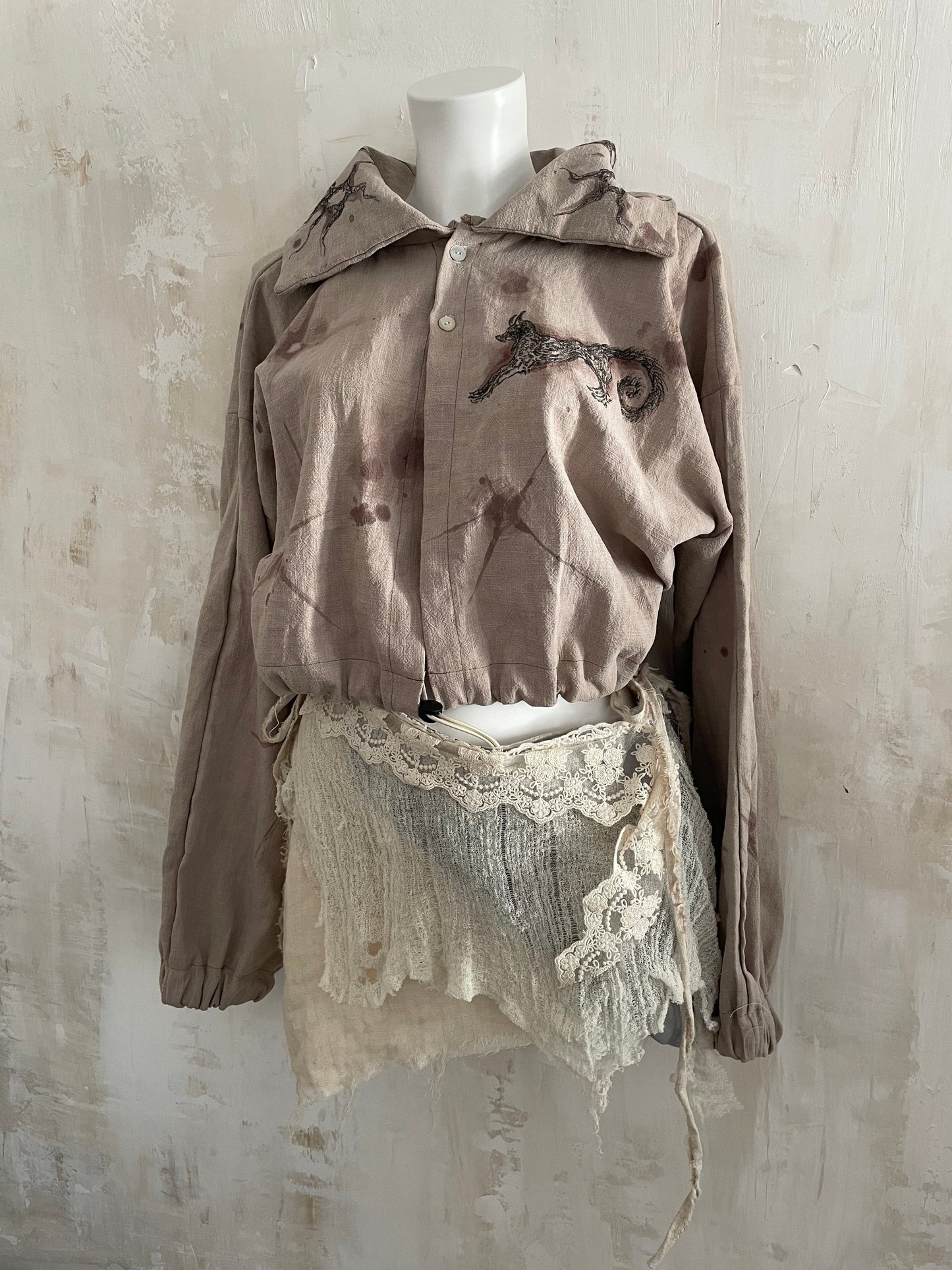 spirit animal linen jacket-Snake Divine-APOC STORE