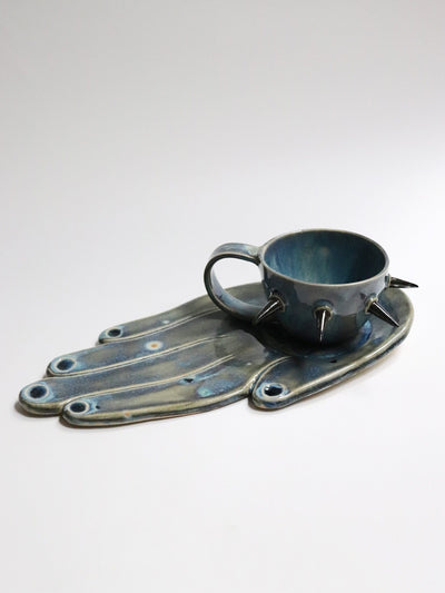 Hand-shaped Plate & Spiked Mug — Faded Blue-Naomi Gilon-APOC STORE