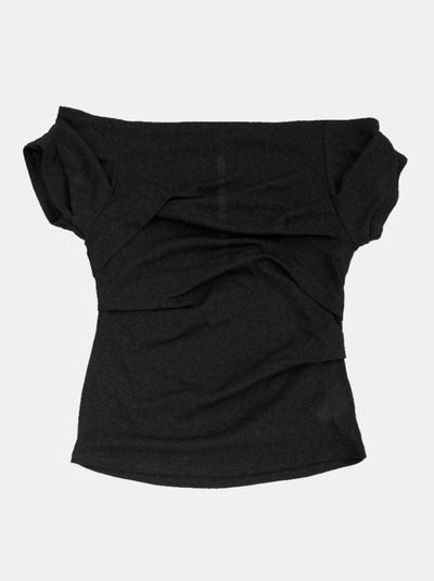 draping off-shoulder top black-Lalameemee-APOC STORE