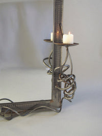 Forged Iron Freeform Mirror with Twin Sconces-Myakin-APOC STORE