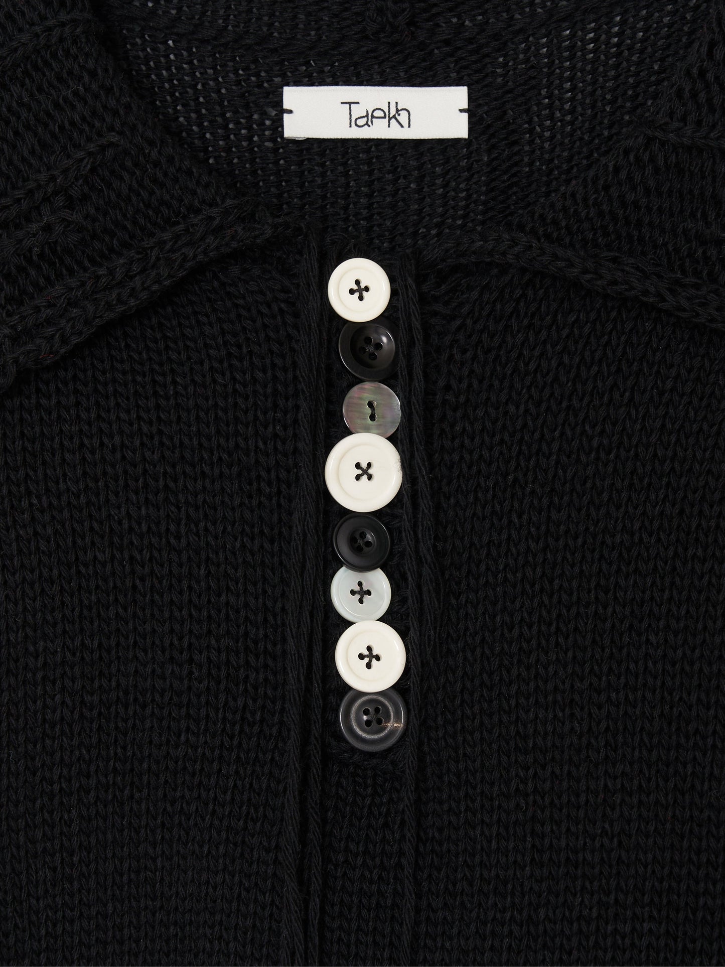 Hand Disstressed Collar Cashmere Knit 002_ Black-Taekh-APOC STORE