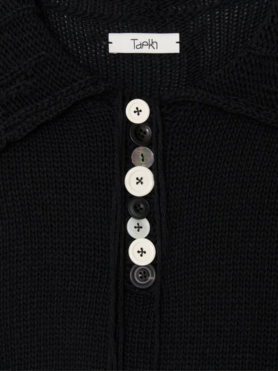Hand Disstressed Collar Cashmere Knit 002_ Black-Taekh-APOC STORE