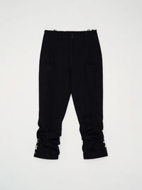 Glitched Hem Cotton Pants 001 _ Black-Taekh-APOC STORE
