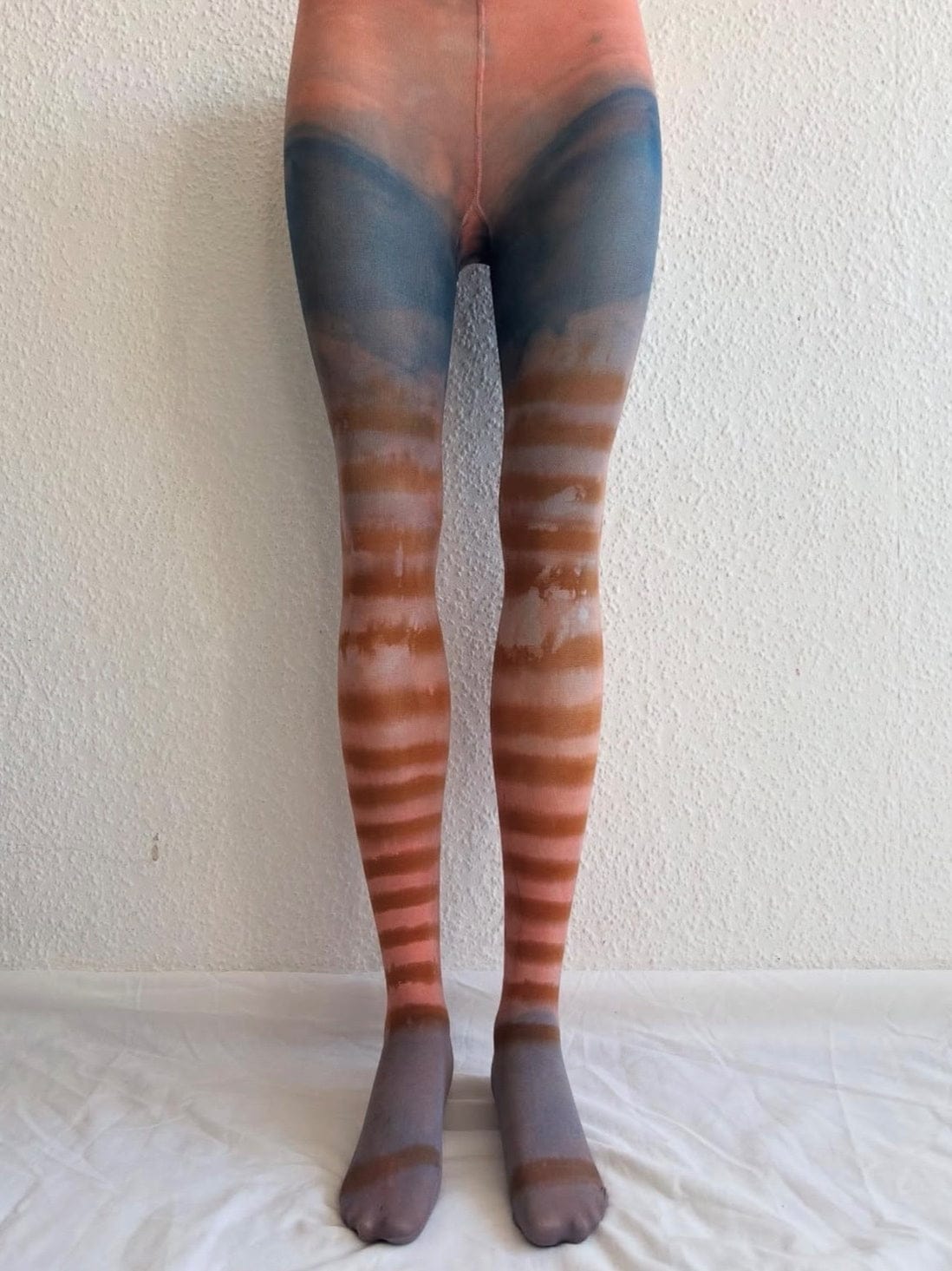 Border Brown, Salmon, Blue Tights-Stau Heidemarie-APOC STORE