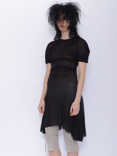Dora Draped T-shirt Dress: Black