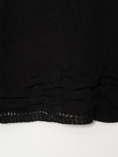 Hand Distressed collar knit001 - Black-Taekh-APOC STORE