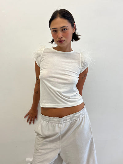 Ostrich Feather Baby Tee-Melissa Tida-APOC STORE