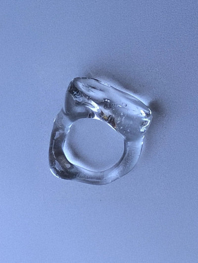 Chunky Signet Glass Ring 0108-Rain and Rivers-APOC STORE