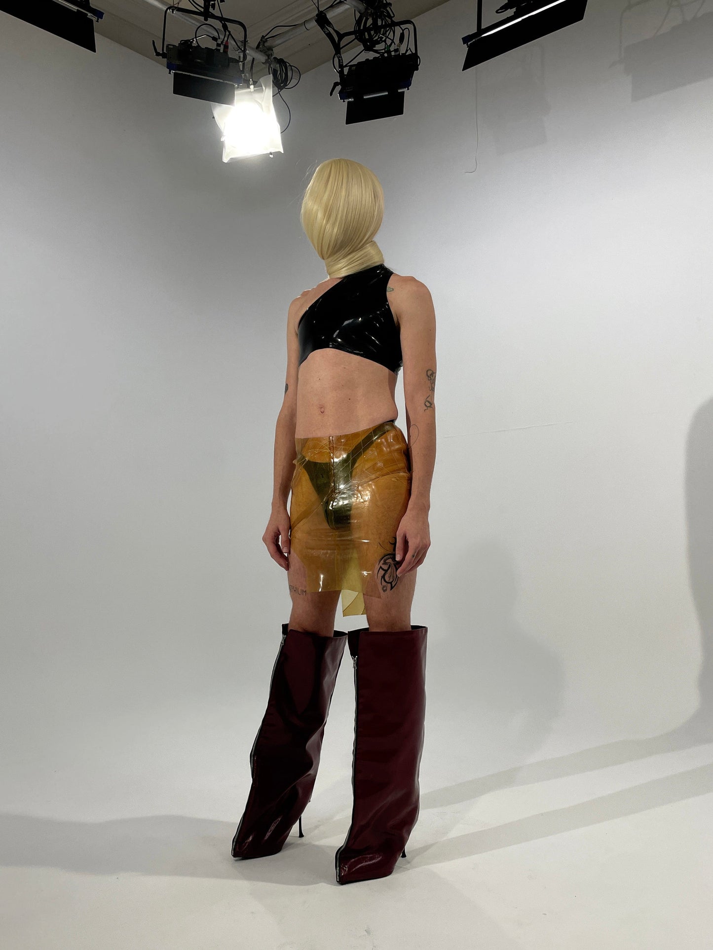 Fishnet Latex Skirt-Alectra Rothschild / Masculina-APOC STORE