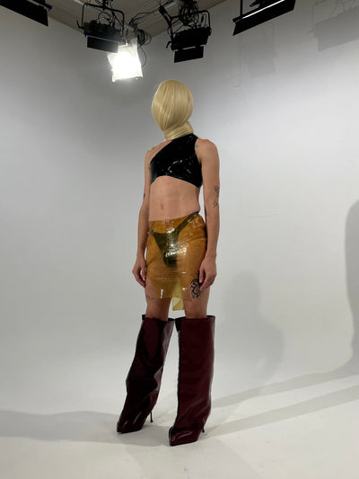 Fishnet Latex Skirt-Alectra Rothschild / Masculina-APOC STORE