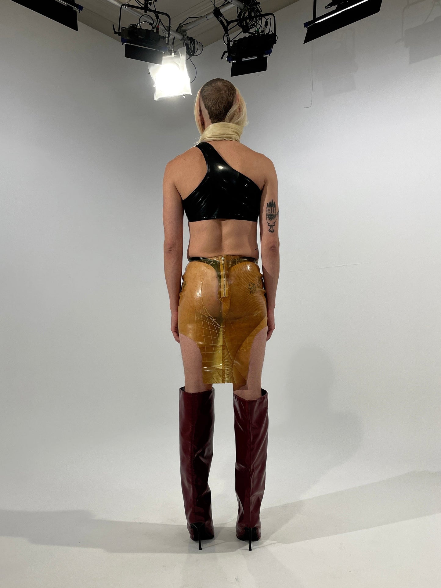 Fishnet Latex Skirt-Alectra Rothschild / Masculina-APOC STORE