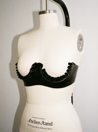 Frill Cup Bra Black-Soft Skin Latex-APOC STORE