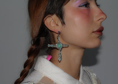 Green Stained Glass Earrings-Emma Pryde-APOC STORE