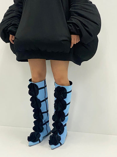 Teal Green Guko Knee High Neoprene Boots-Sun Woo-APOC STORE