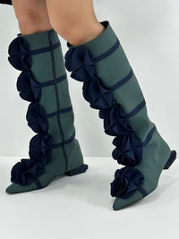 Teal Green Guko Knee High Neoprene Boots-Sun Woo-APOC STORE
