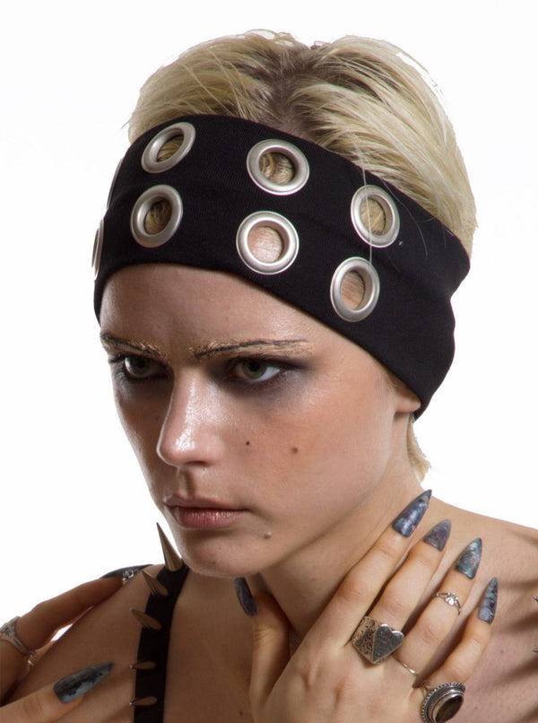 EYELET HAIRBAND BLACK-Nibgnus-APOC STORE