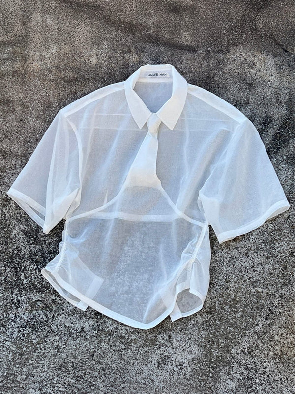 Half Sleeve Necktie Shirt - Air-Julye Han-APOC STORE