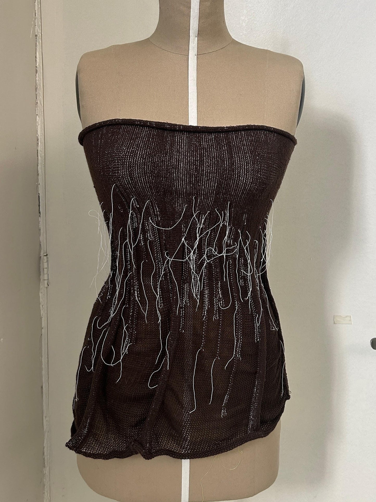 Organic Tube Top Brown/White-Krystal Paniagua-APOC STORE