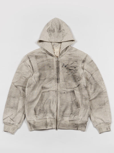 Stamped Zip-Up Hoodie Gray-EGNARTS-APOC STORE
