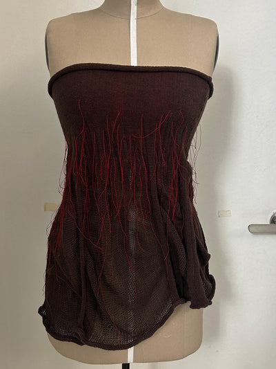 Organic Tube Top Brown/Red-Krystal Paniagua-APOC STORE