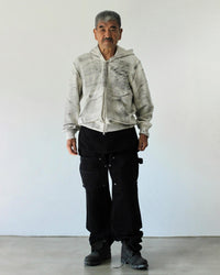 Stamped Zip-Up Hoodie Gray-EGNARTS-APOC STORE