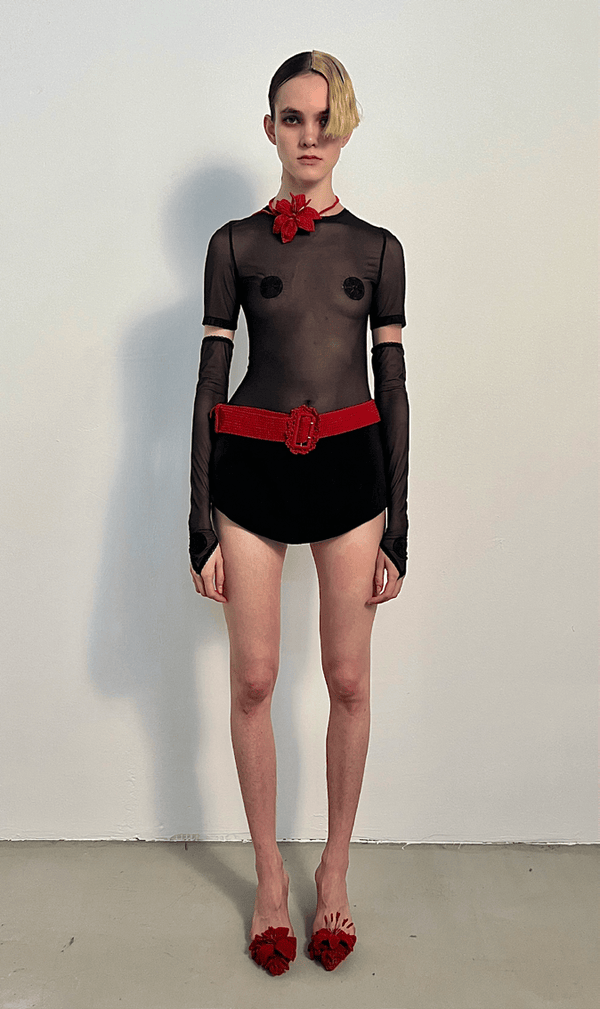 Crochet Belt with embroidery logo and open back-Nastyamasha-APOC STORE