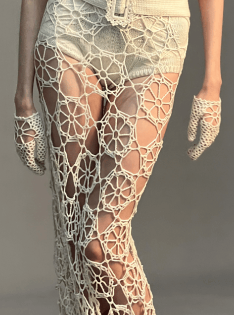 Crochet Gloves with Floral detail-Nastyamasha-APOC STORE