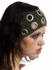 EYELET HAIRBAND KHAKI-Nibgnus-APOC STORE